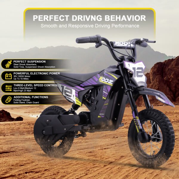 KOOZ 36v 300w (HP122E) Electric Dirt Bike Purple