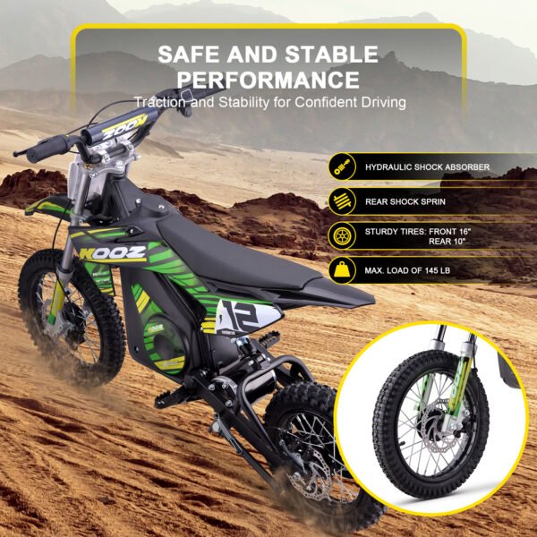 KOOZ 36v 1000w (HP112E) Electric Dirt Bike Green